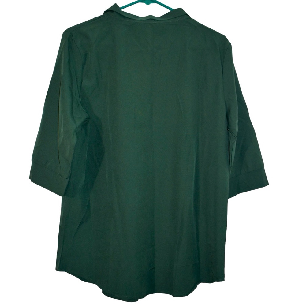 Mid sleeve women’s blouse, forest green size large - Picture 2 of 4